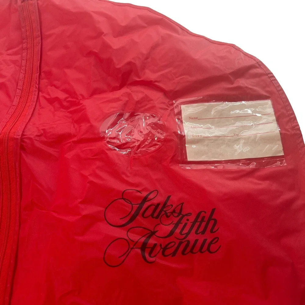Saks Fifth Avenue Red Garment Bag Suit Dress Cover‎ with Zipper Name Card